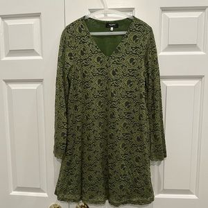 70s Vintage Style Neck Flare Sleeve Crochet Lace Dress